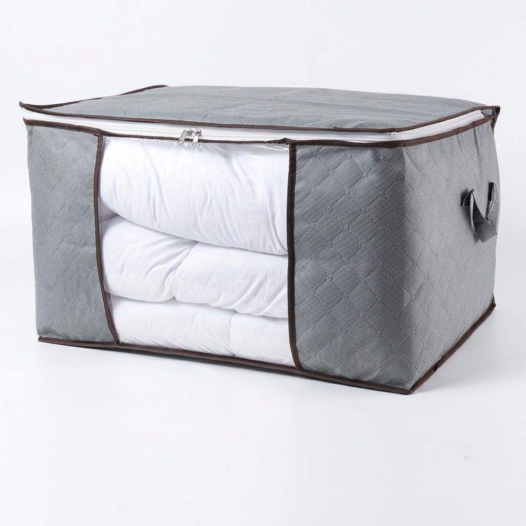 Quilted Storage Box with Zipper & Handles