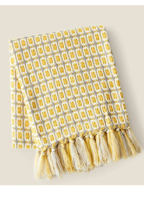Pastoral Style Yellow Knitted Woolen Blanket
