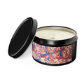 8oz Eco-Friendly Scented or Unscented Soy Wax Tin Candle with 'Abstract Fusion' Abstract Artwork by American Artist Barbara Cleary