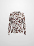 Floral Cable Printed Sweater - Brown Floral