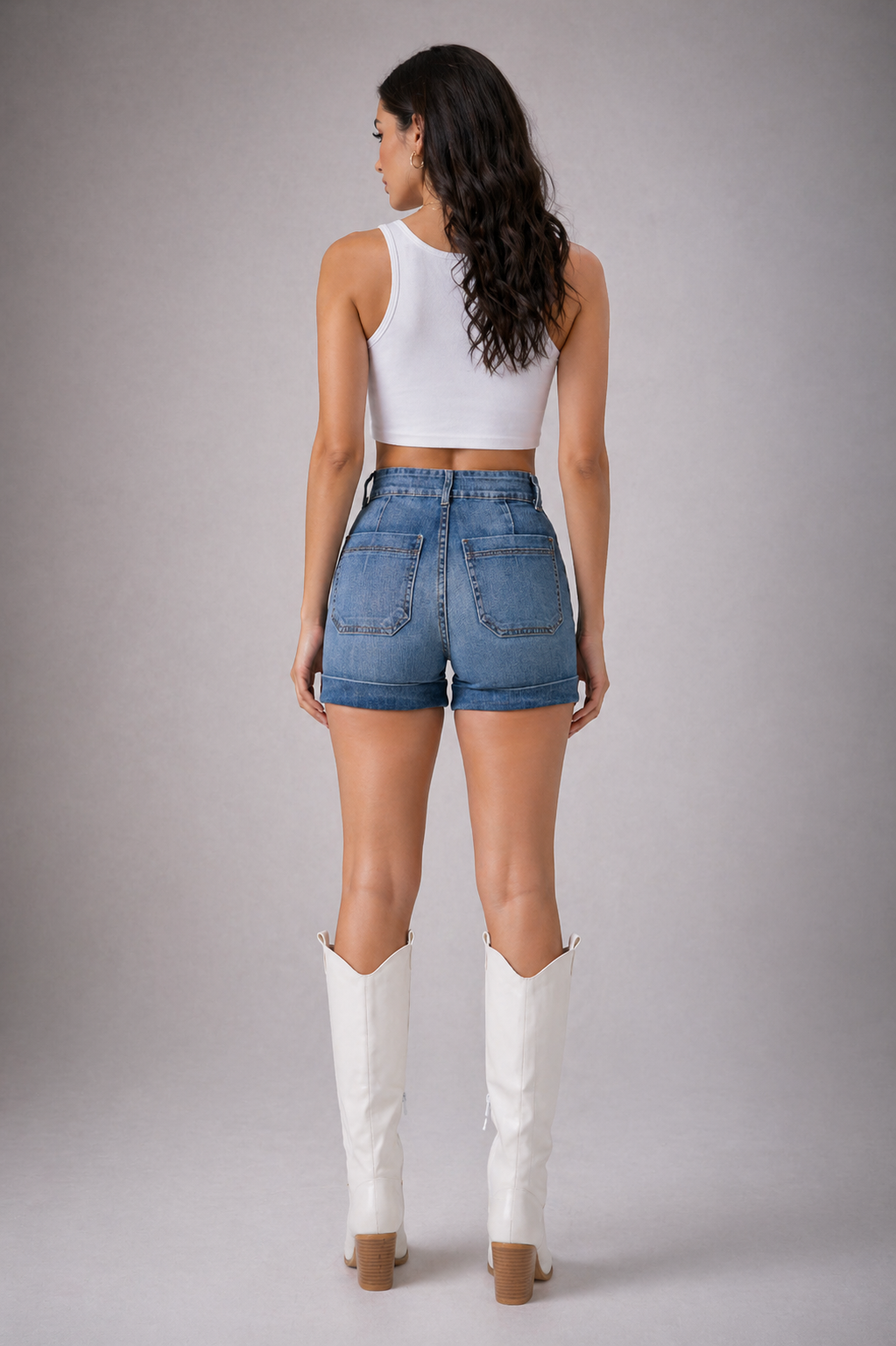 GJG Denim Easy Rider High-Rise Shorts — Light Stone Wash