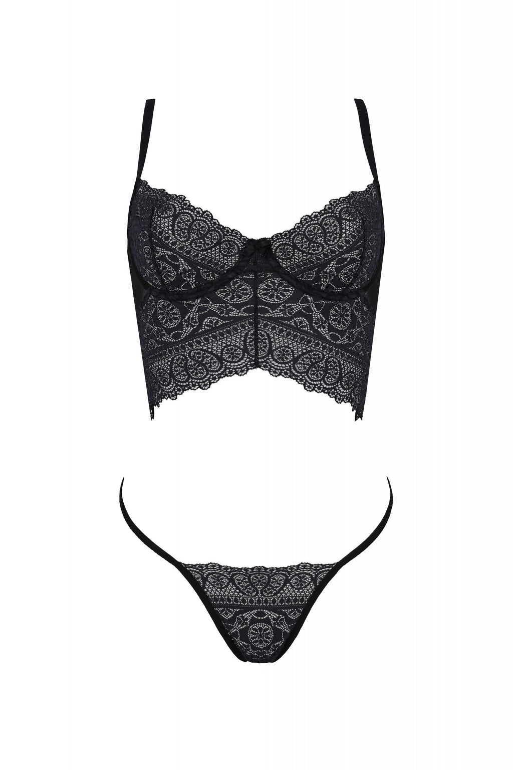 Longline Lace Bustier String Panty Set Passion Kerria
