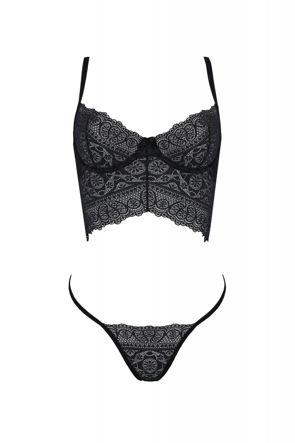 Longline Lace Bustier String Panty Set Passion Kerria