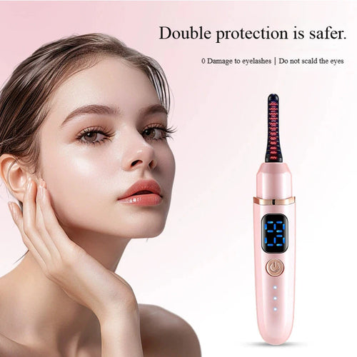Heated Electric Eyelash Curler, Portable with Power Display for