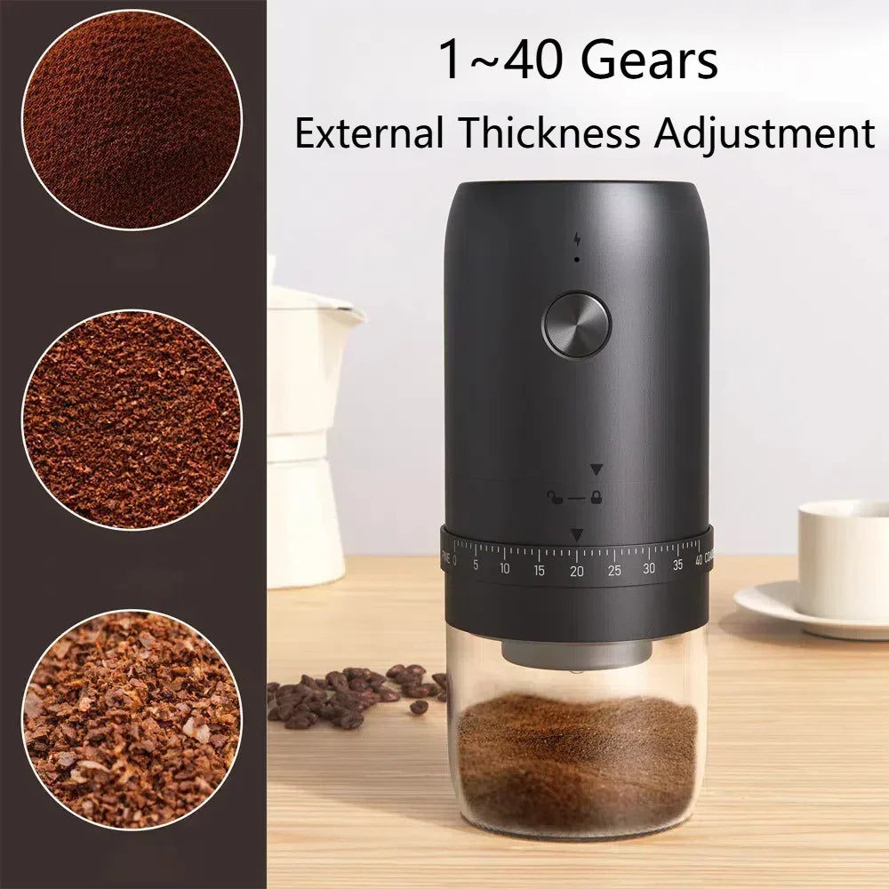 1800mAh Electric Coffee Grinder 40 Level Adjustable Burr Grinder Black