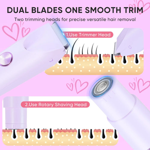 Dual-head 2-in-1 Electric Hair Remover Women's Private Area Trimmer
