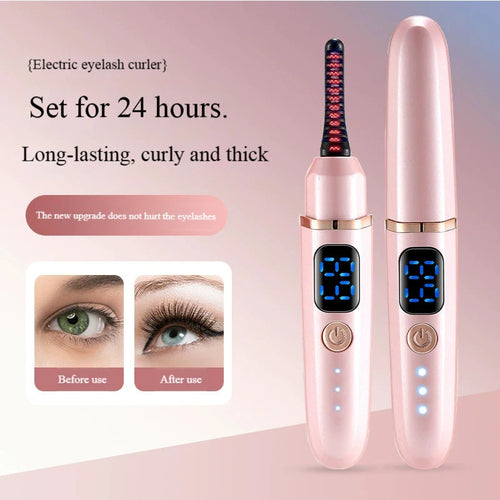 Heated Electric Eyelash Curler, Portable with Power Display for