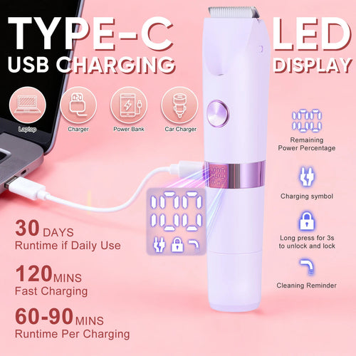 Dual-head 2-in-1 Electric Hair Remover Women's Private Area Trimmer