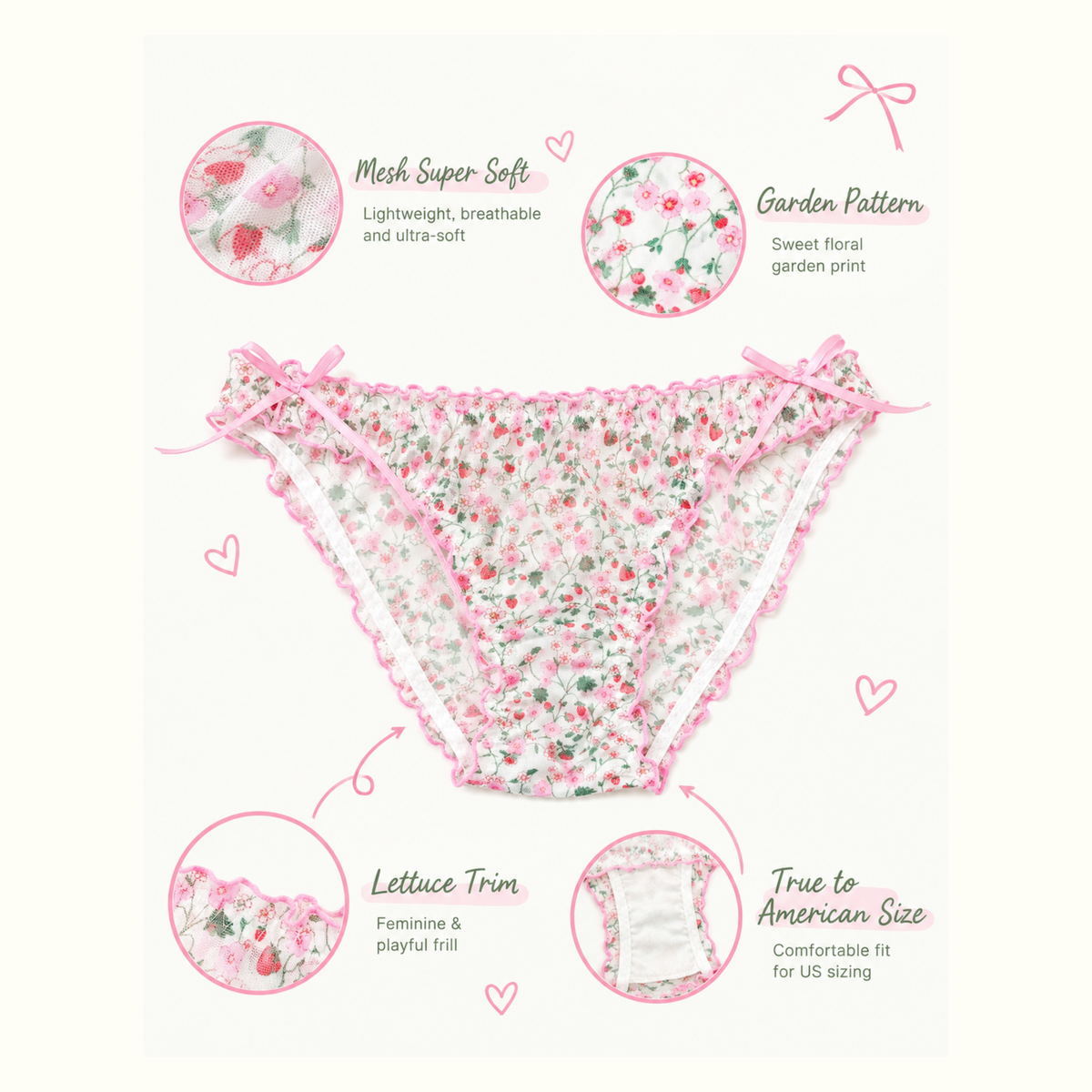 Summer Floral Fantasy Mesh Panties – 5-Pack
