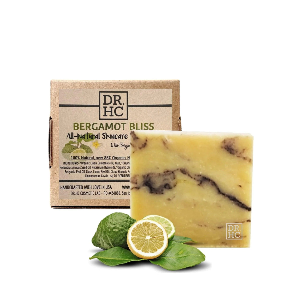 DR.HC All-Natural Skincare Face Soap - Bergamot Bliss (110g, 3.8oz.) (Anti-acne, Skin brightening, Oil balancing, Anti-aging...)